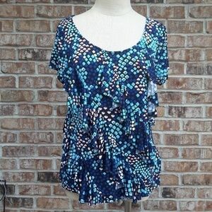 Laura Ashley Print Ruffle Short Top M